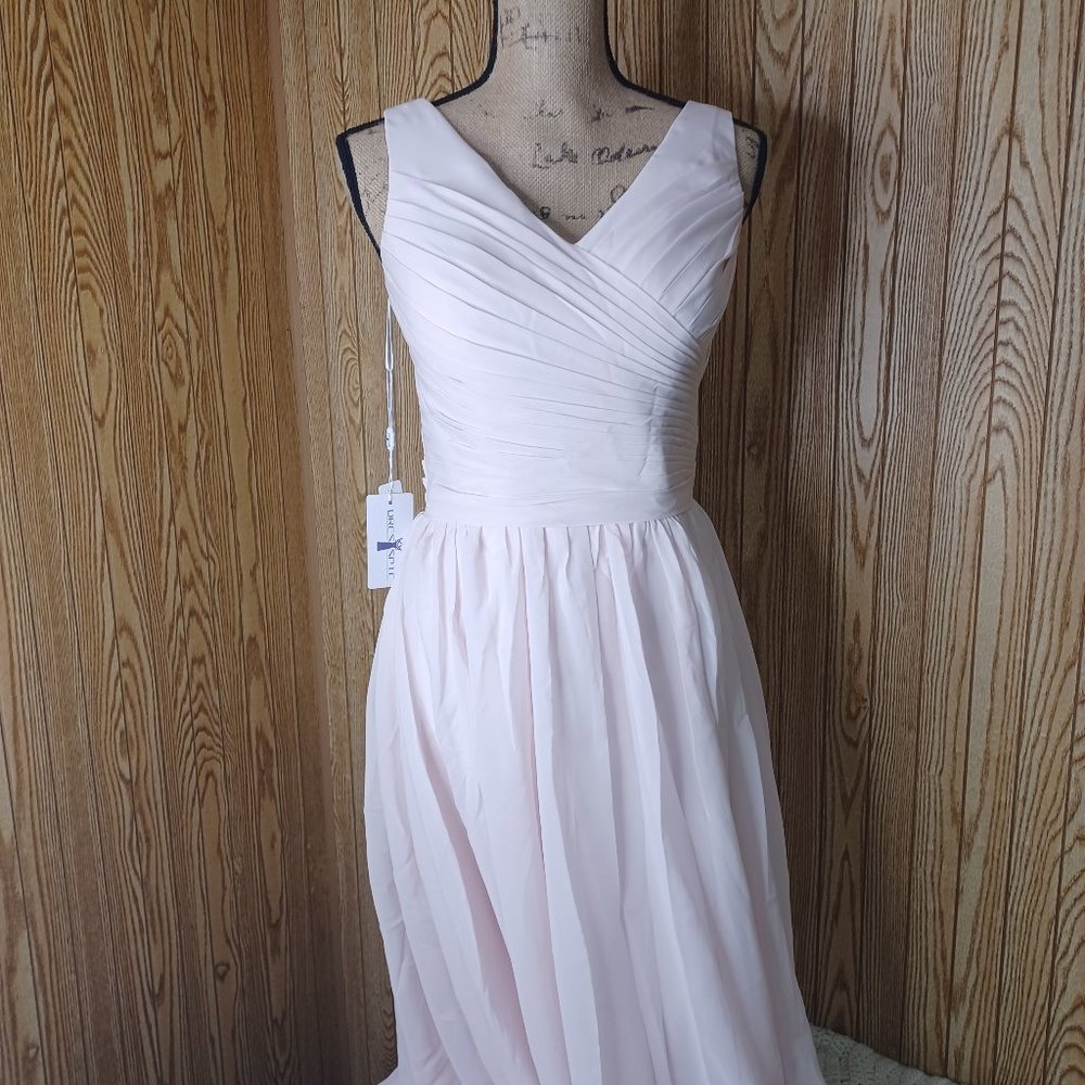 dresspic v neck long bridesmaid's dress